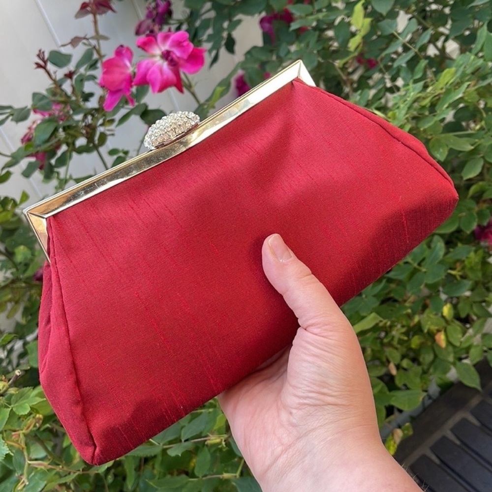 Elegant Red Satin Clutch Handbag